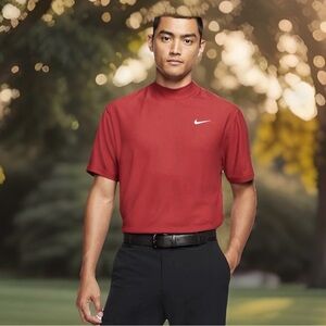 Nike Dri-FIT ADV Tiger Woods Men's Size L Mock-Neck Golf Polo. Sunday Red. NWT